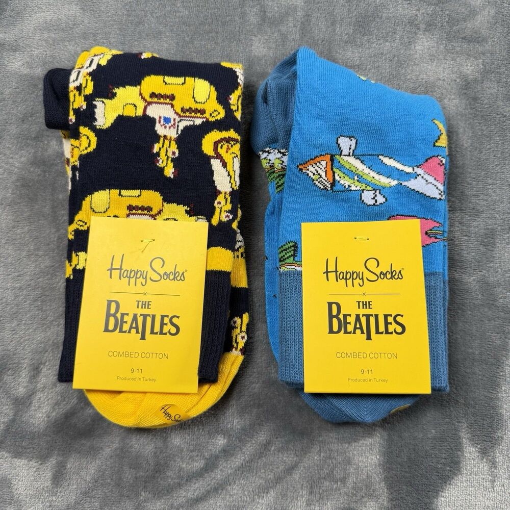Happy Socks x the Beatles Men's Combed Cotton Crew Socks Size 9-11